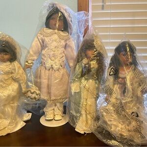 Handcrafted White and Cream Dolls with Traditional Attire